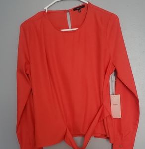 Final $4   Womens "Bloshe Long Sleeve Tie Bottom Blouse Sz. S Red.